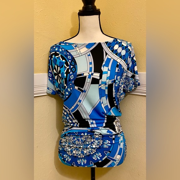 EVA VARRO Multi Colored Top; Size XS; Various colors of Blue; NWOT. - Picture 1 of 6